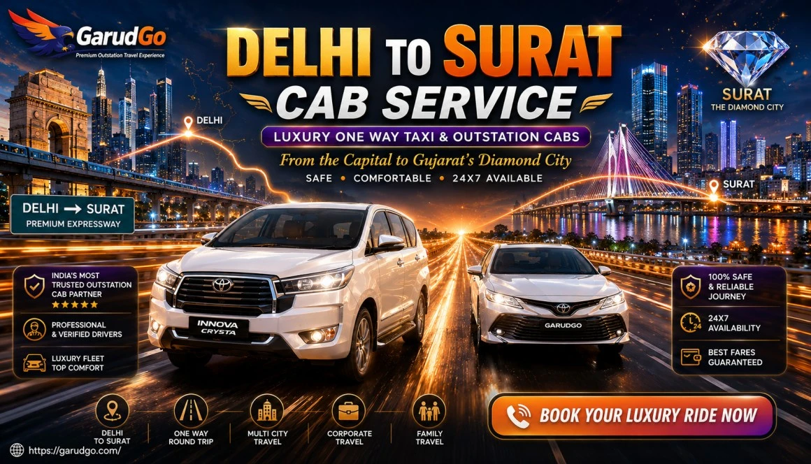 Delhi to Surat Cab Service