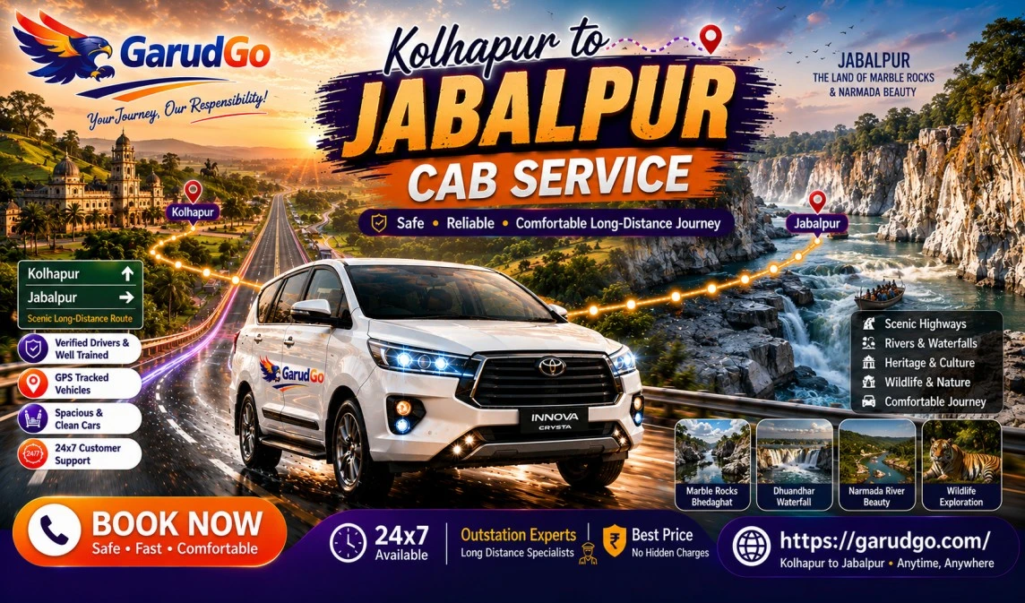 Kolhapur to Jabalpur Cab Service