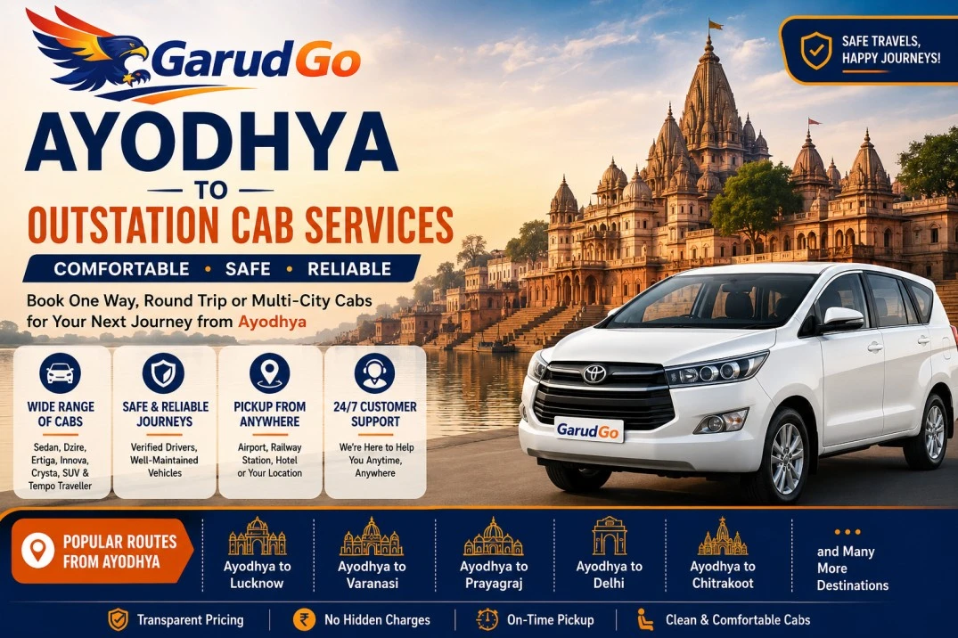 Popular Cab Routes from Ayodhya – Delhi, Varanasi, Lucknow & More
