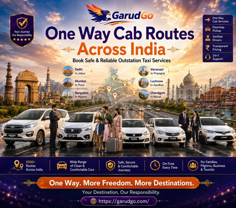 One Way Cab Routes Across India – Book Safe & Reliable Outstation Taxi Services