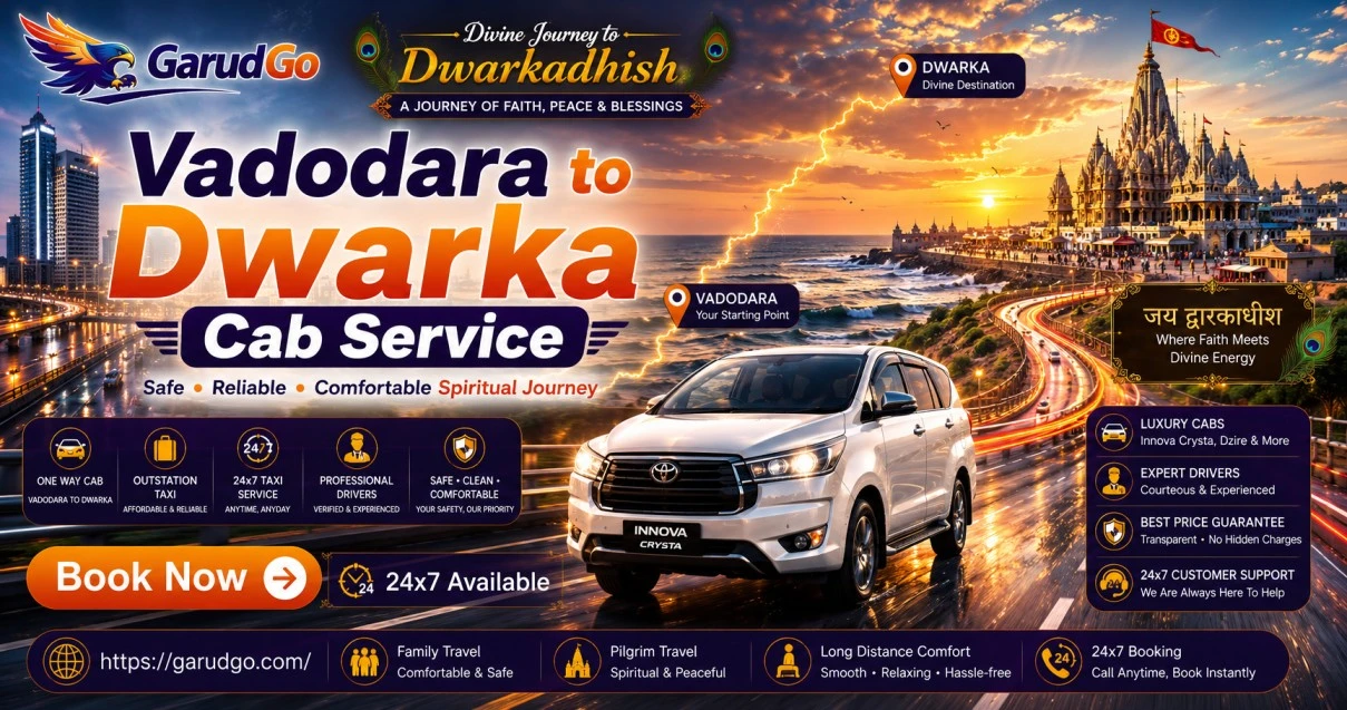 Vadodara to Dwarka Cab Service